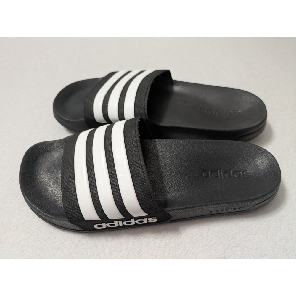 Adidas Men's Adilette Cloudfoam Comfort Slide Sandals Black/White Size 11